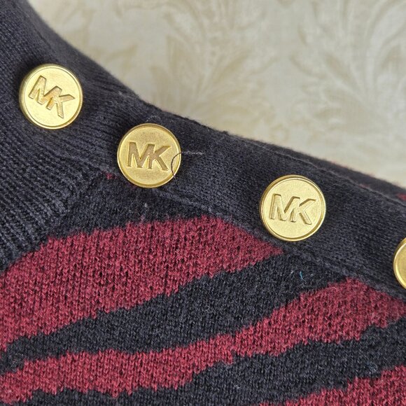 MICHAEL Michael Kors Size Large Maroon Black Zebra Stripe Mockneck Sweater - Picture 3 of 12